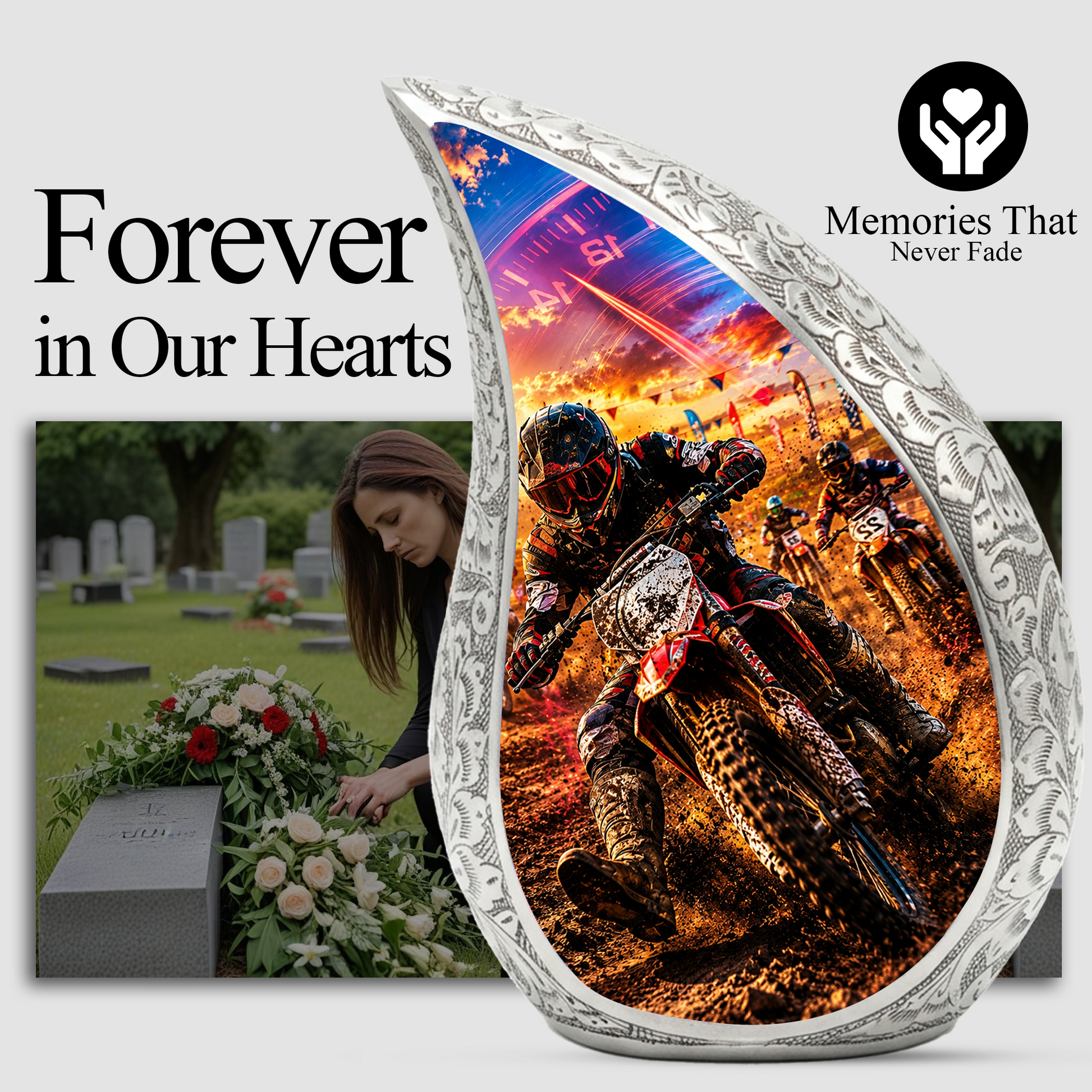 Motorcycle Rider Urn for Adult Ashes | Adult Cremation Urn for Men | Motorcycle Memorial Urn