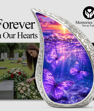 Purple Butterfly Memorial Urn for Mom, Butterfly Cremation Urn for Ashes