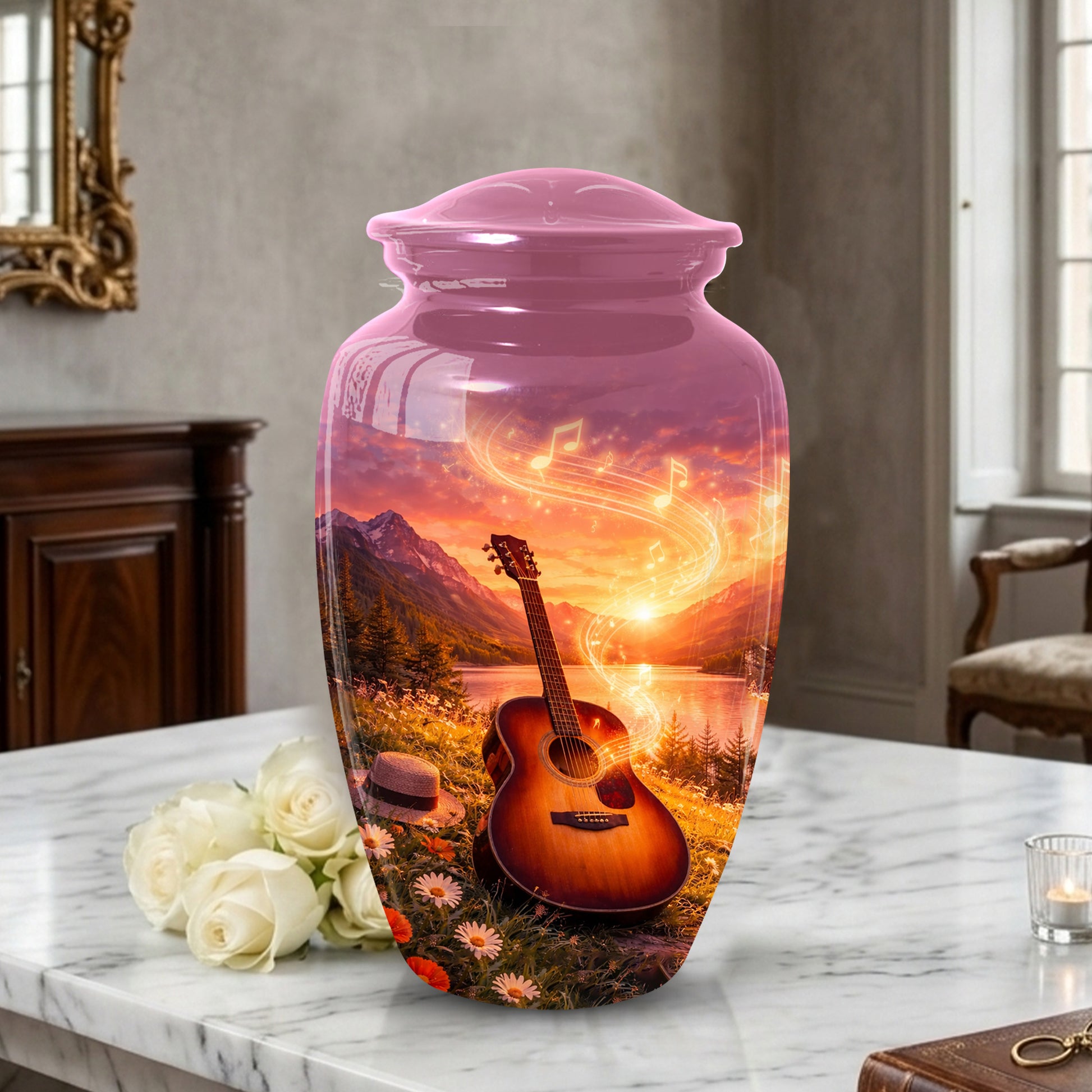 Guitar Urn for Mom - Music Memorial Large Urn for Women| Keepsake Urn For Ashes