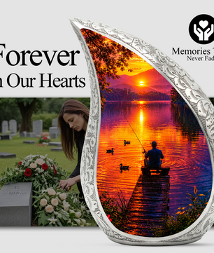 Fishing Cremation Urn for Dad – Gone Fishing Memorial Urn for Human Ashes, Personalized Fishing Urn