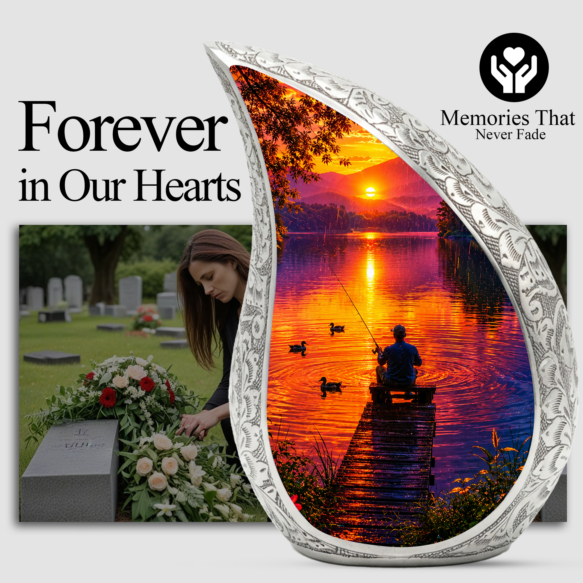 Fishing Cremation Urn for Dad – Gone Fishing Memorial Urn for Human Ashes, Personalized Fishing Urn