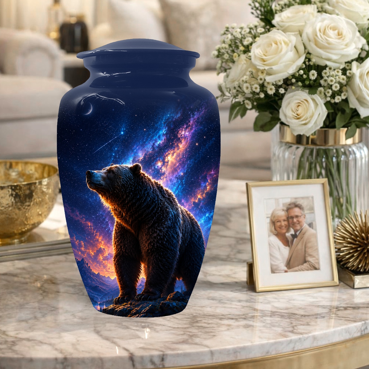 Bear Cremation Urn for Dad Ashes - Wildlife Memorial Extra Large Keepsake Urns