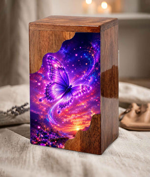Butterfly Urn, Wooden Cremation Urn for Human Ashes