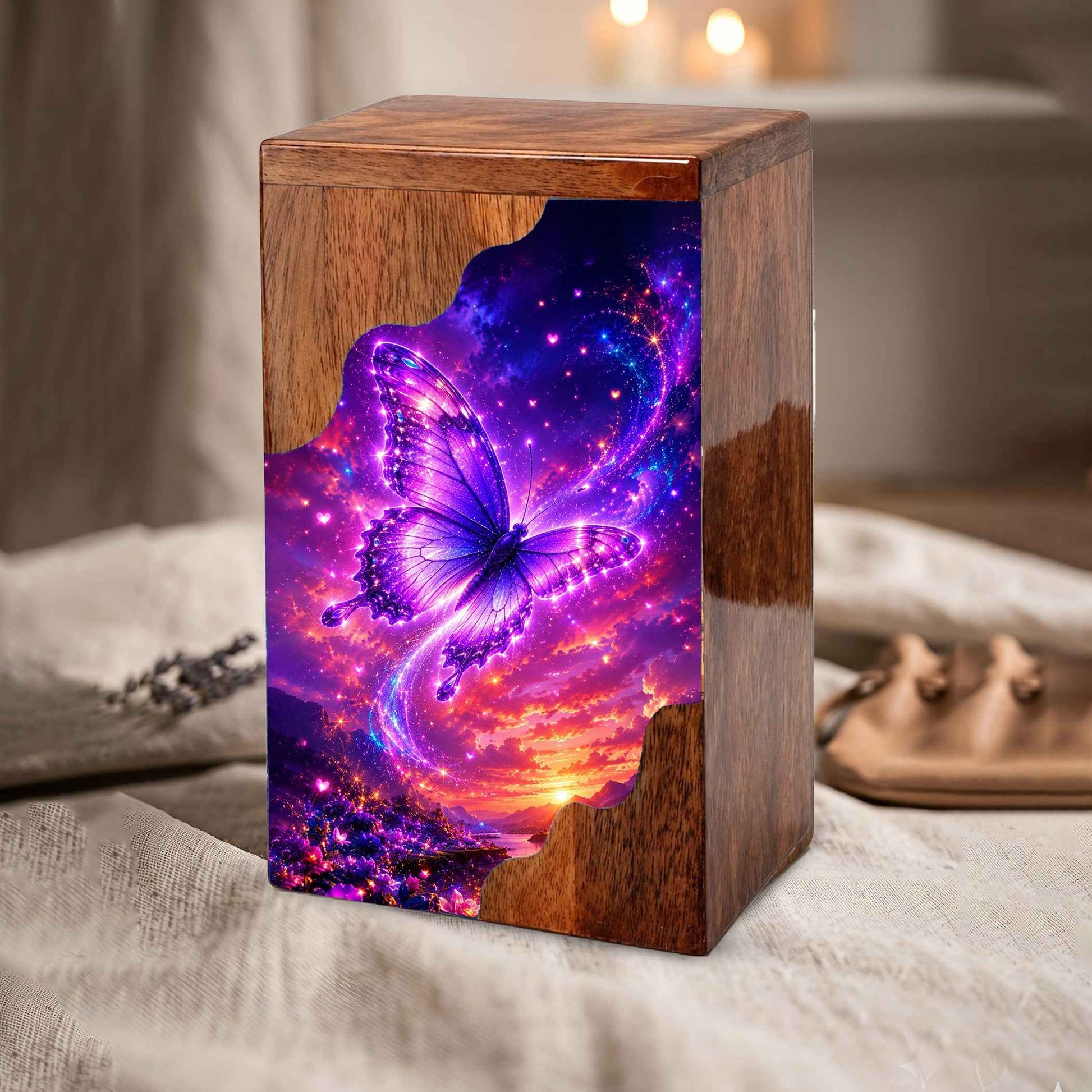 Butterfly Urn, Wooden Cremation Urn for Human Ashes