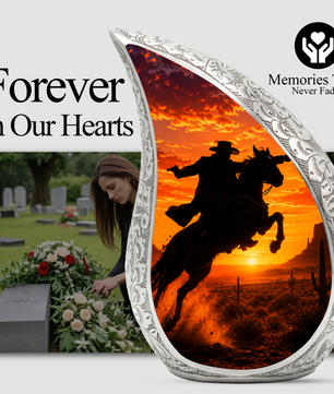 Western Cowboy Urn for Ashes, Cowboy Cremation Urn, Adult Funeral Urn for Human Ashes