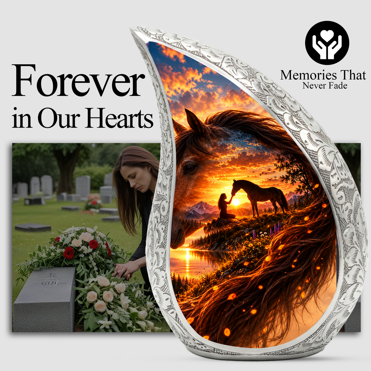 Horse Cremation Urn for Ashes, Horse Memorial Urn, Keepsake Adult Cremation Urn