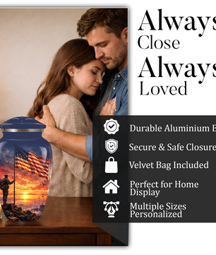 American Flag Cremation Urn for Dad – Patriotic Memorial Urn for Father, Veteran & Adult Male Ashes