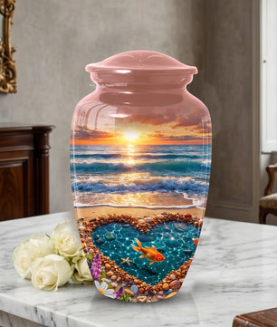 Funeral Urn for Mom – Beach Sunset Memorial Large Urn for Ashes