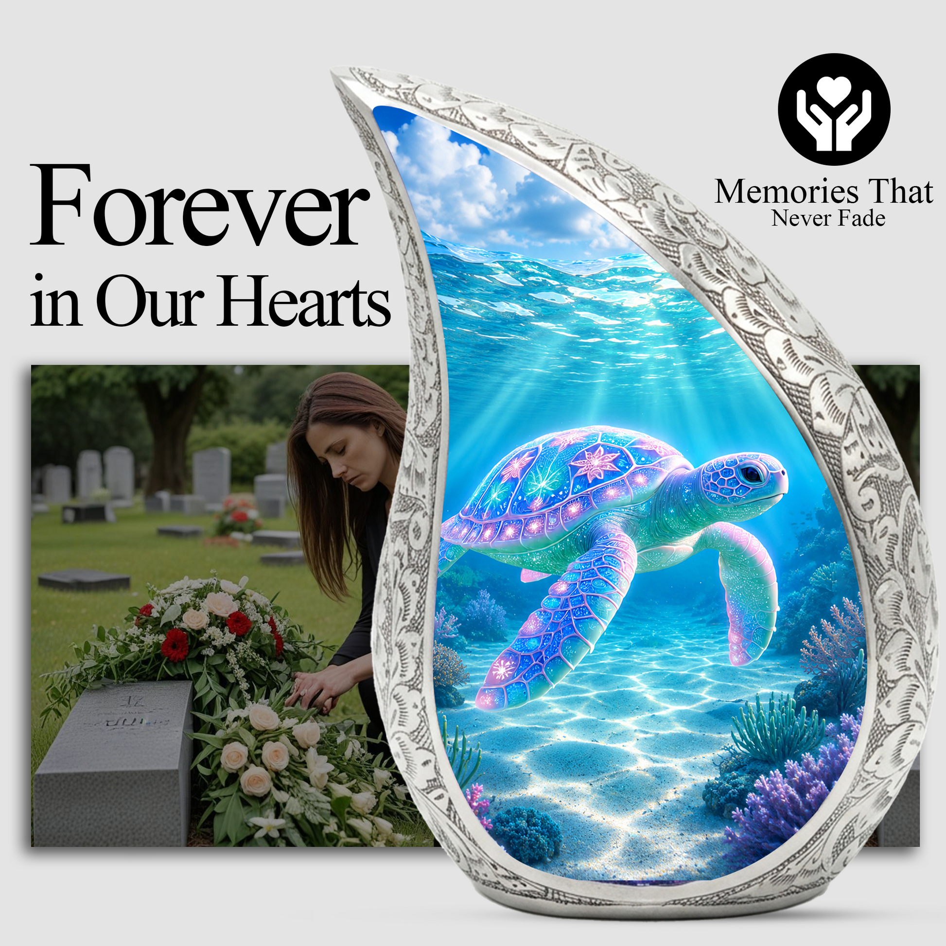 Sea Turtle Urn for Human Ashes – Ocean Theme Adult Cremation Urn