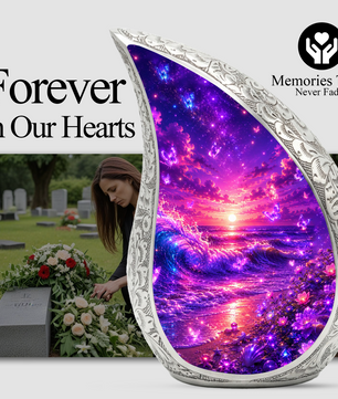 Neon Ocean Butterfly Beach Cremation Urn for Adult Ashes – Beautiful Beach-Themed Urn for Human Ashes