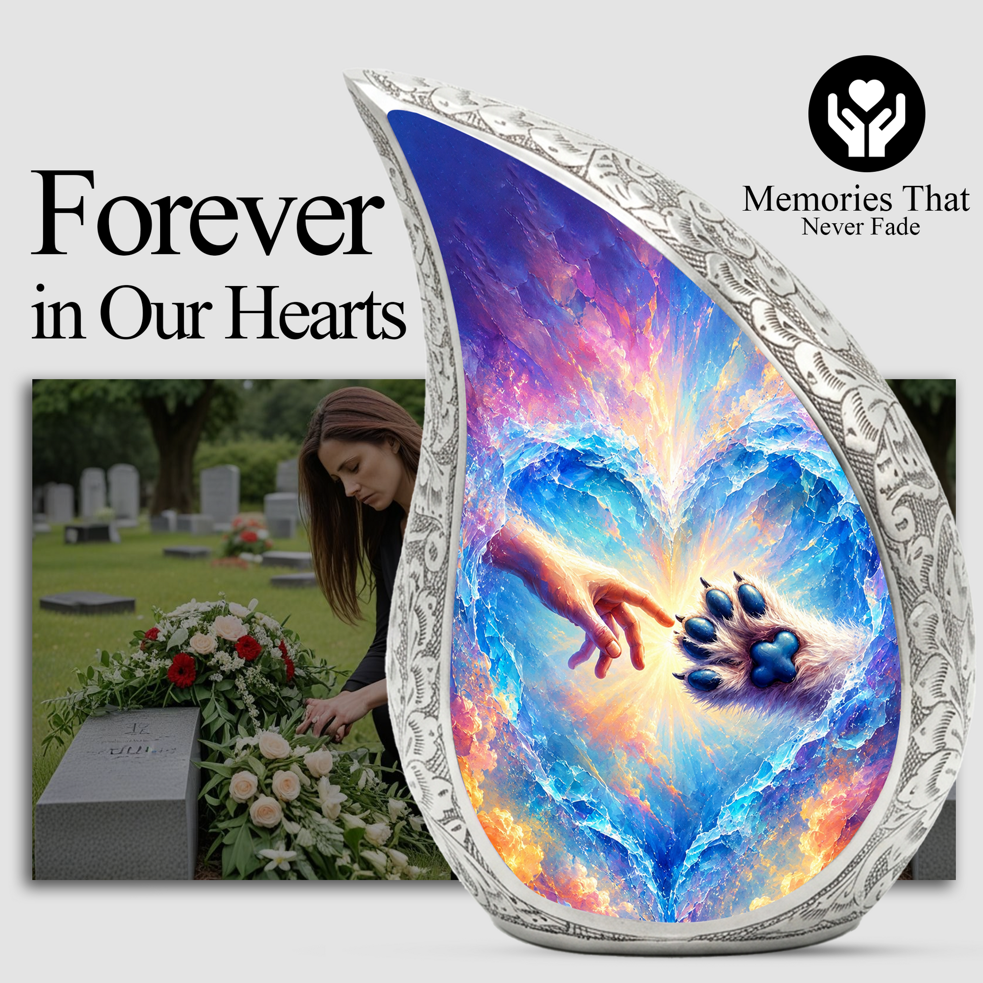 Heavenly Paw Adult Urn for Human Ashes – Heart Memorial Adult Cremation Urn