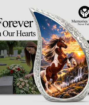 Horse Cremation Urn for Ashes, Rearing Horse Memorial Urn, Personalized Adult Urn