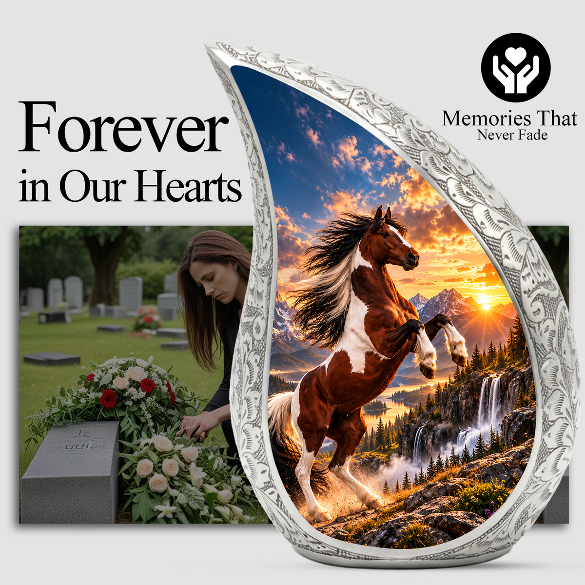 Horse Cremation Urn for Ashes, Rearing Horse Memorial Urn, Personalized Adult Urn