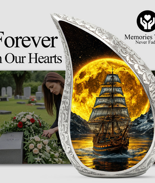 Pirate Ship Ocean Adult Urn for Human Ashes – Premium Ocean Wave Cremation Urn