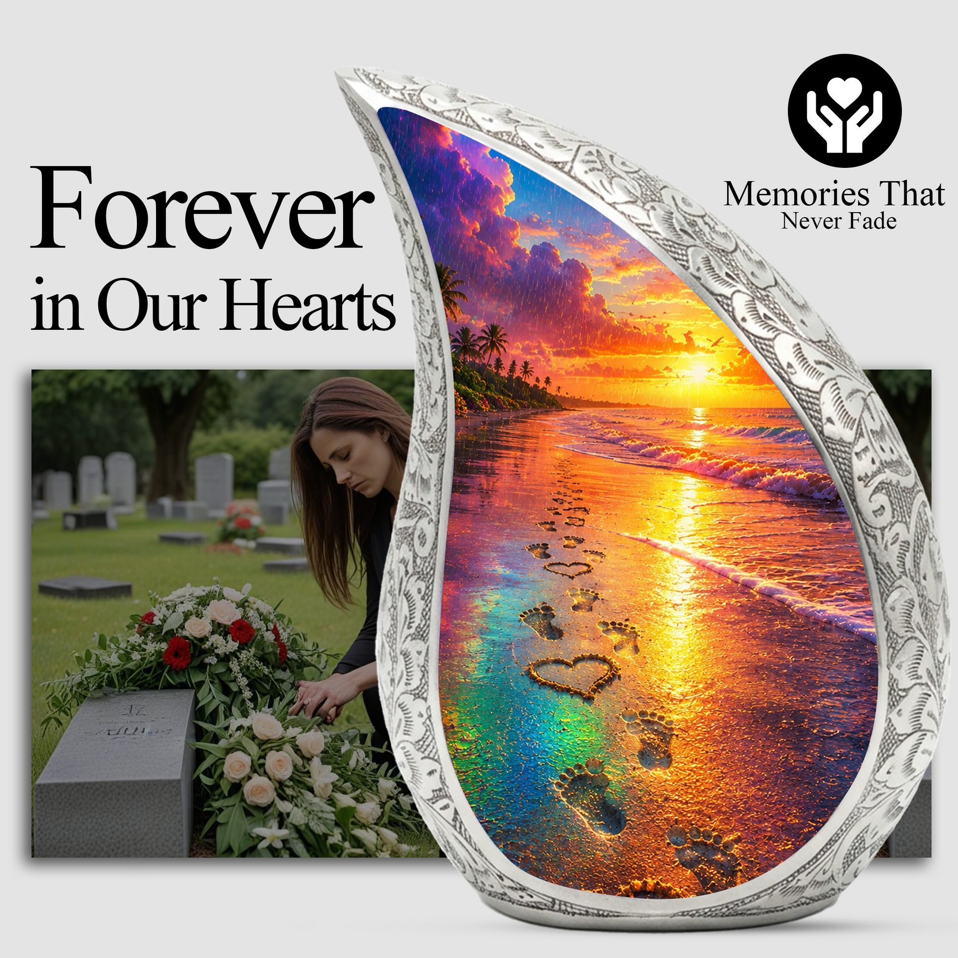 Ocean Beach Sunset Urn for Human Ashes | Beautiful Beach Cremation Urn,