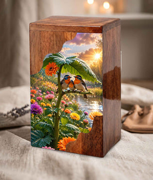 Wooden Cremation Urn for Human Ashes | Personalized Bird Memorial Urn
