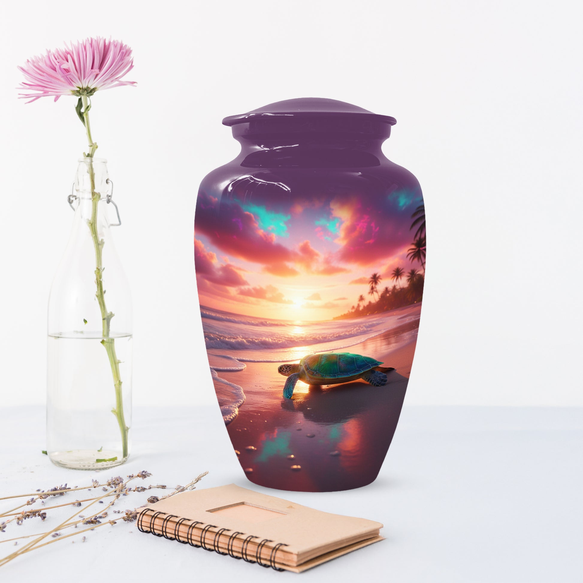 Sea Turtle Urn for Human Ashes | Beach Themed Adult Cremation Urn, Ocean Memorial Urn