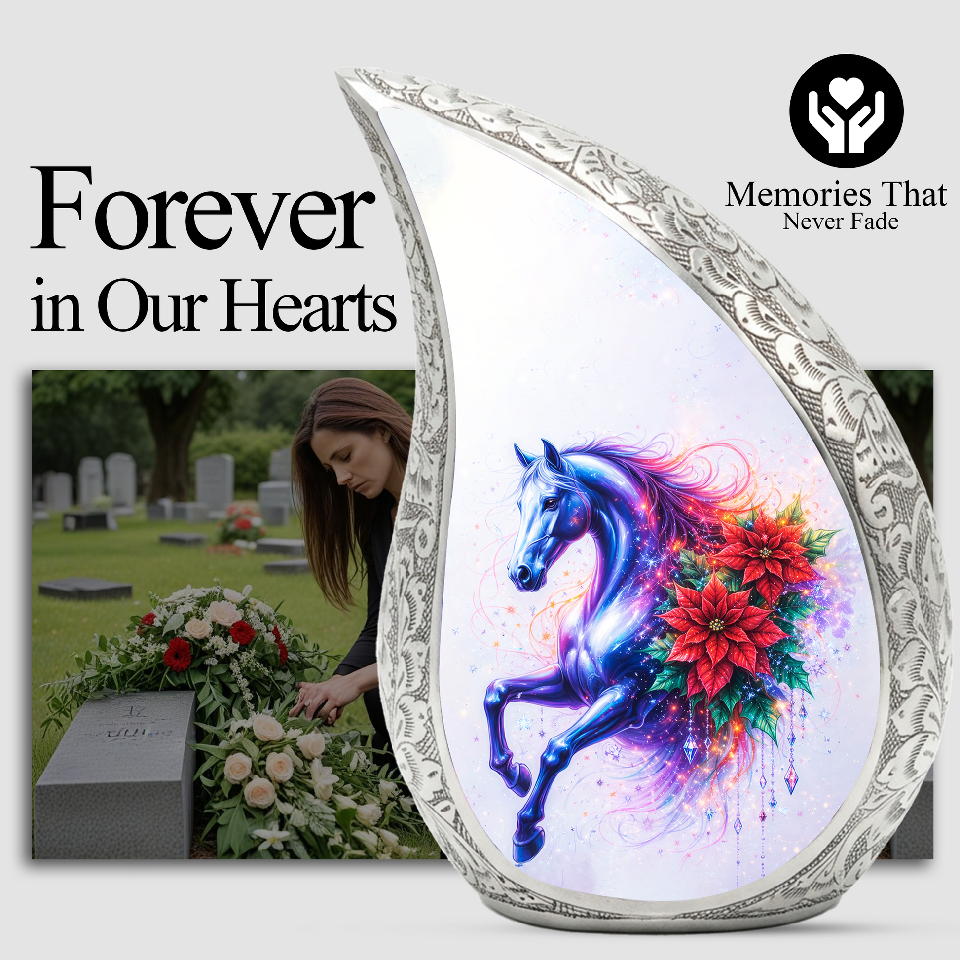 Beautiful Horse Adult Urn for Human Ashes – Premium Horse Cremation Urn