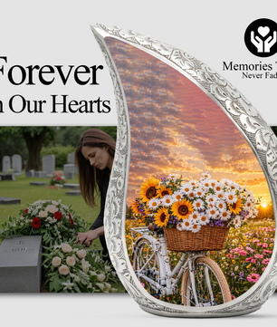 Sunflower Bicycle Adult Urn for Human Ashes – Premium Sunflower Bicycle Cremation Urn