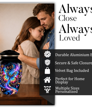 Colorful Butterfly Cremation Urn for Adult Ashes, Personalized Memorial Urn, Rainbow Butterfly Adult Urn for Human Ashes, Celestial Funeral Urn