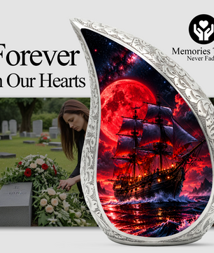 Pirate Ship Cremation Urn for Ashes, Nautical Memorial Urn, Ocean Themed Urn for Men