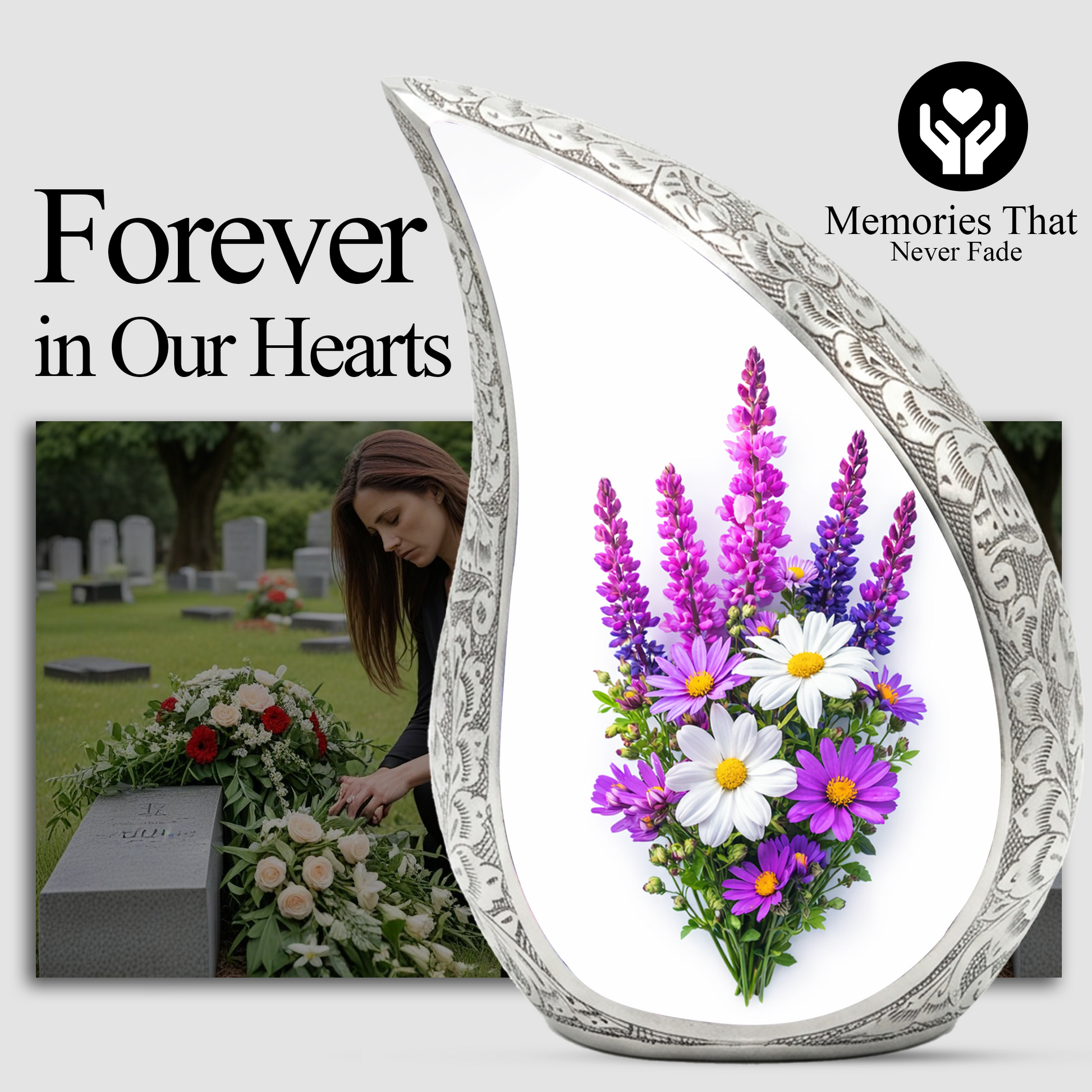Personalized Flower Urn for Mom, Beautiful Cremation Urn for Women