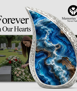 Ocean Wave Urn for Ashes, Adult Cremation Urn for Mom, Beach Memorial Urn