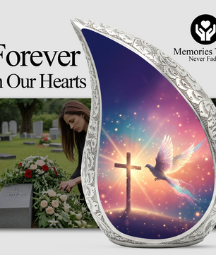 Christian Memorial Urn | Religious Urn for Ashes | Sunset Cross Urn