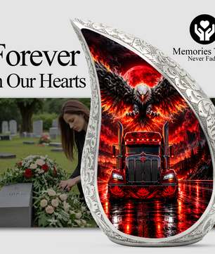 Semi Truck Cremation Urn for Ashes, Truck Driver Memorial Urn, Personalized Trucker Urn, Eagle Cremation Urn