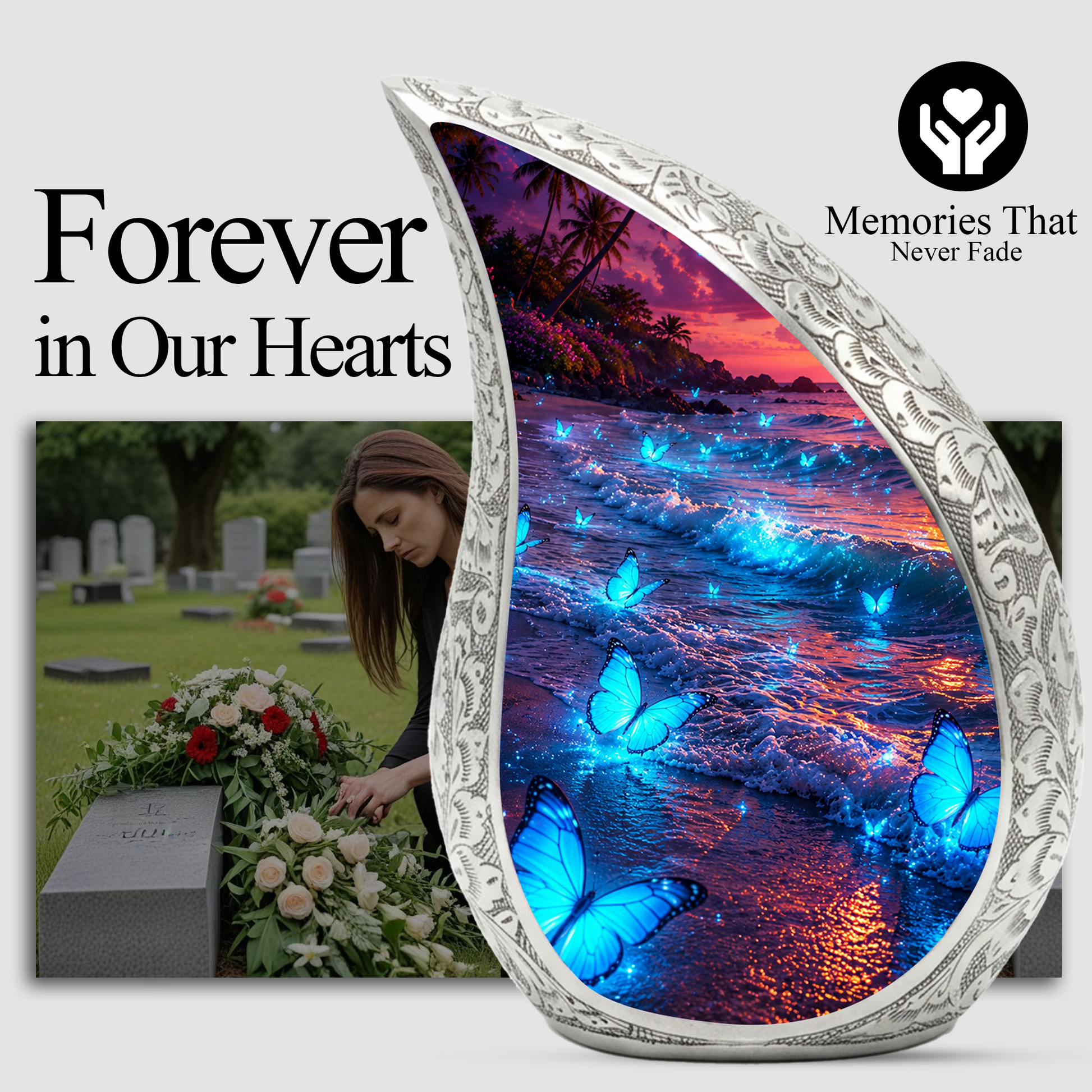 Butterfly Beach Ocean Urn for Human Ashes | Butterfly Urn for Ashes