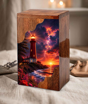 Lighthouse Wooden Cremation Urn for Human Ashes