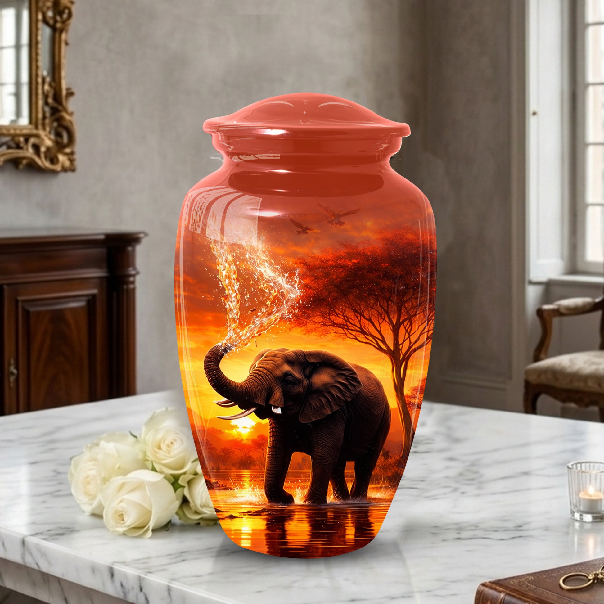 Elephant Urn for Dad- Cremation Large Urn for Ashes Adult Male | Keepsake Urn For Dad