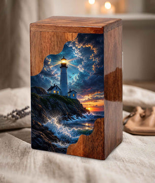 Lighthouse Wooden Cremation Urn for Human Ashes