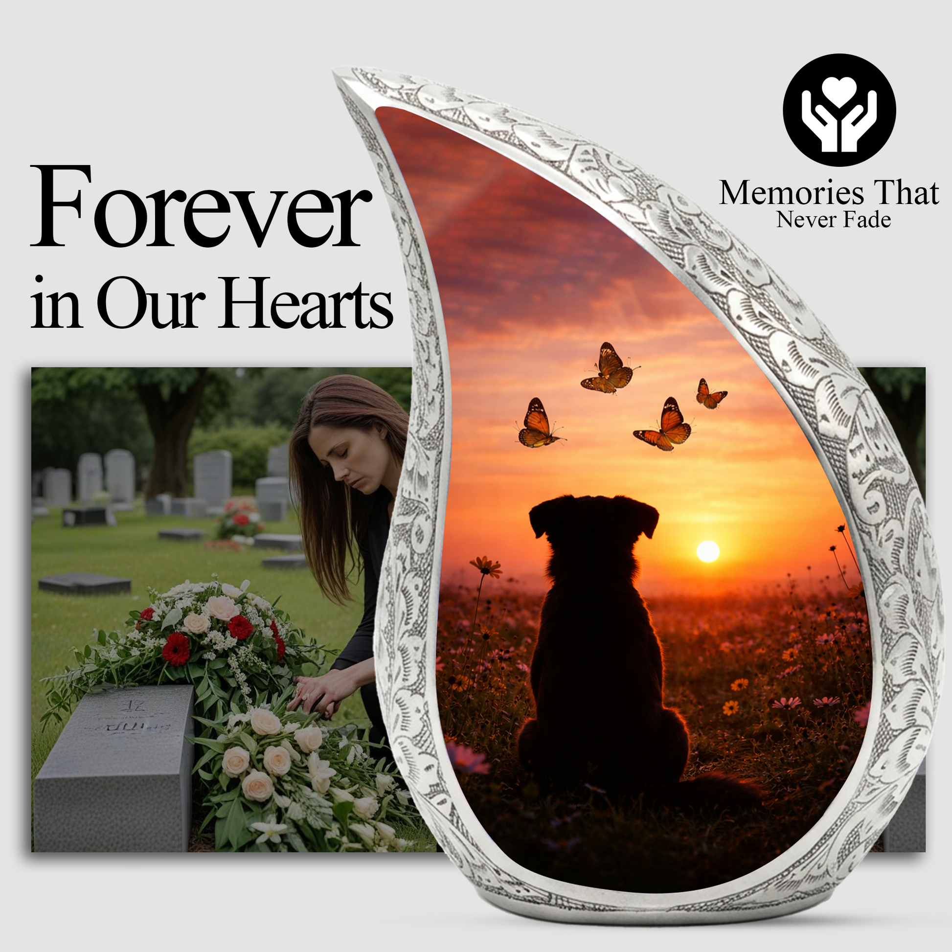 Dog Sunset Urn for Human & Pet Ashes – Personalized Dog Urn