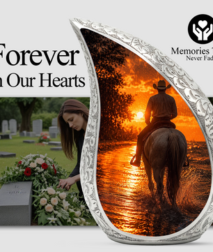 Cowboy Sunset Urn for Human Ashes | Western Cremation Urn for Dad, Father & Men
