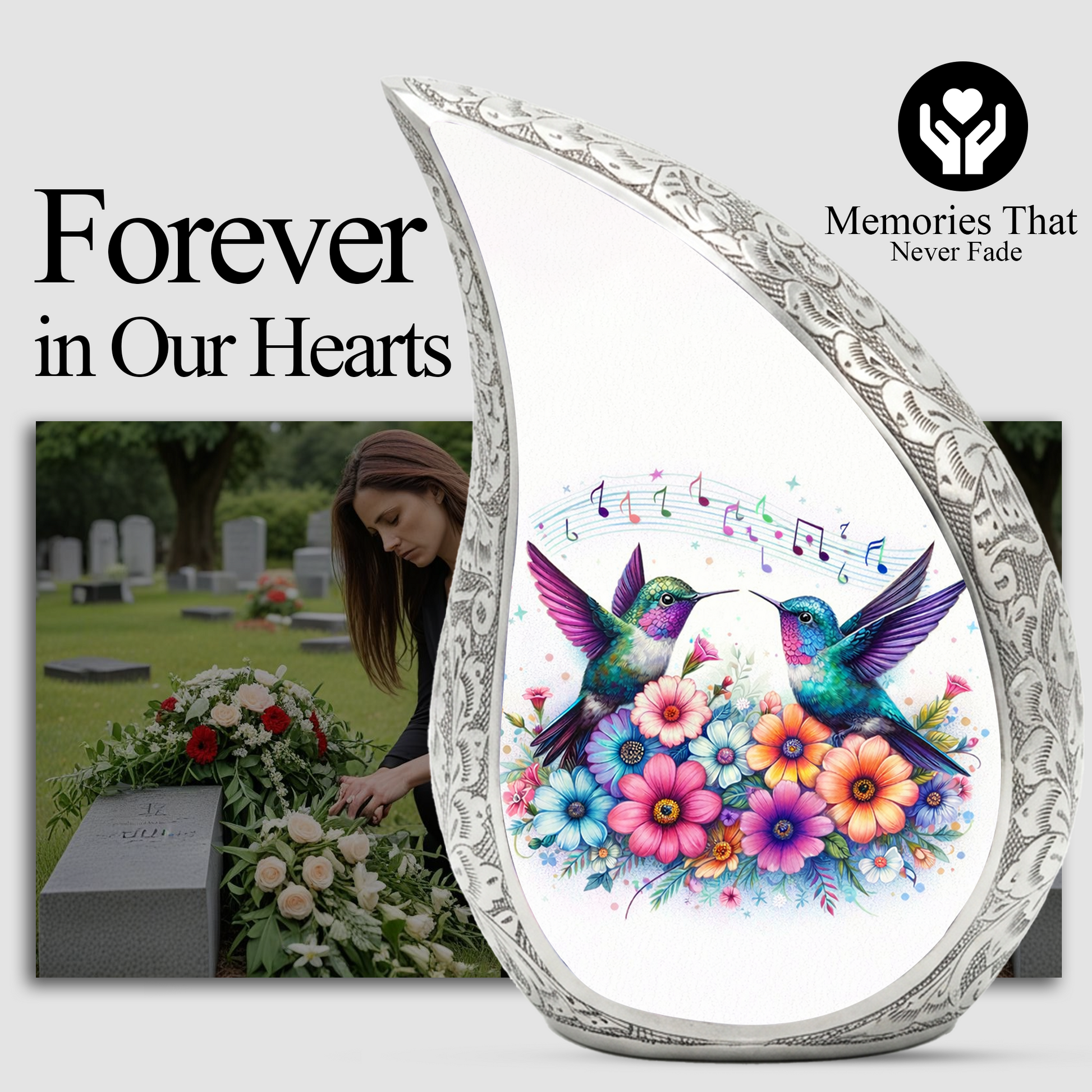 Beautiful Hummingbird with flowers Cremation Urn for Adult Ashes
