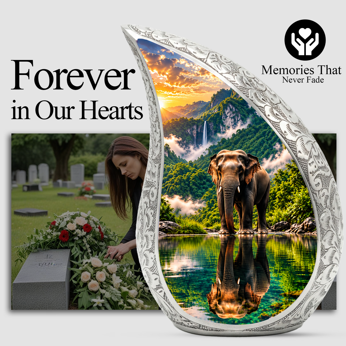 Elephant Cremation Urn for Adult Ashes, Personalized Wildlife Memorial Urn, Nature Animal Urn for Ashes, Adult Cremation Urn