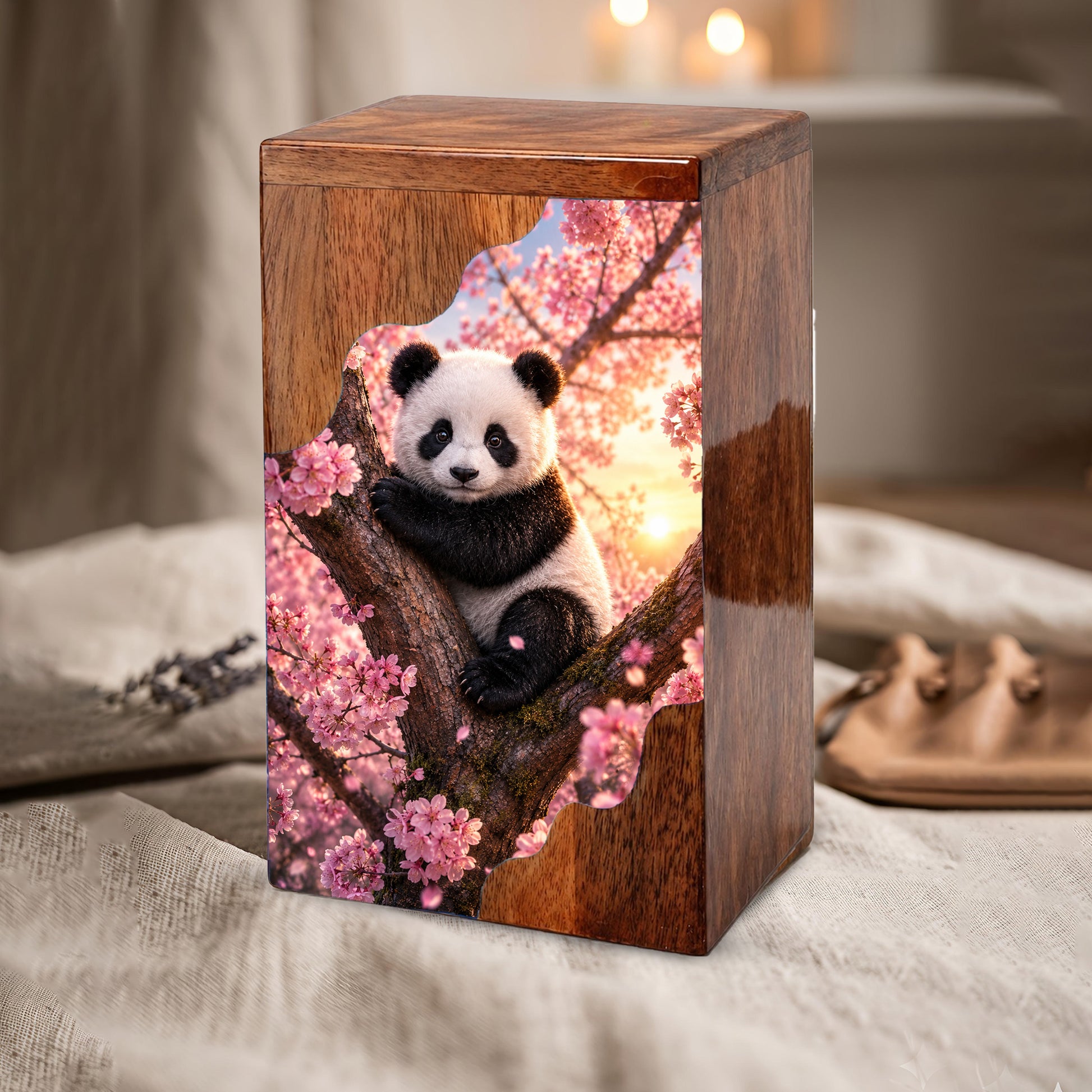 Panda Wooden Cremation Urn – Wooden Urn for Human Ashes