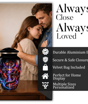 Adult Cremation Urn – Dragon & Cross Memorial Urn for Adult Ashes