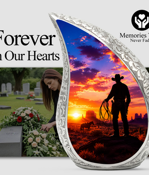 Western Cowboy Memorial Urn for Dad, Adult Cremation Urn for Ashes