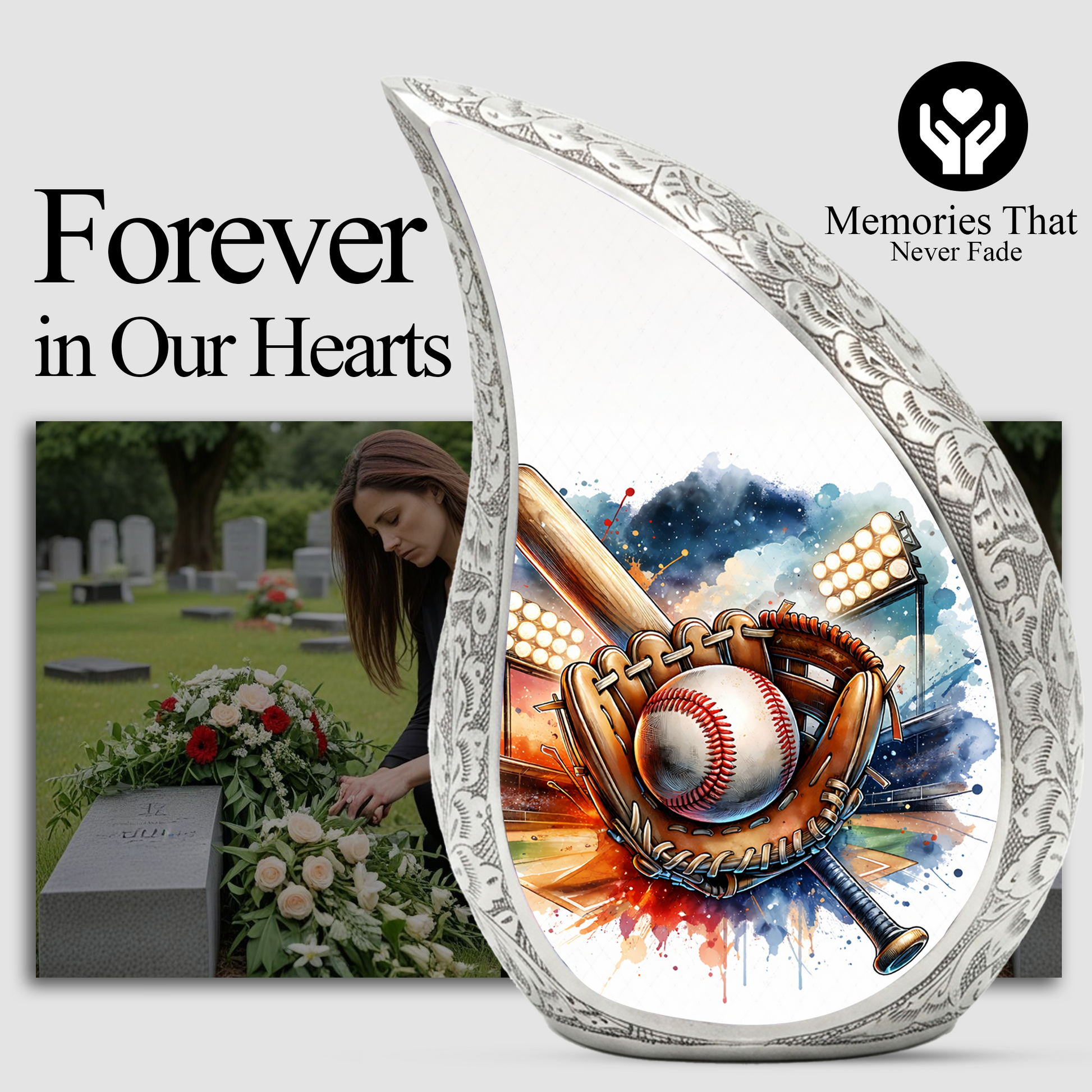 Personalized Urn for Dad, Baseball Memorial Urn