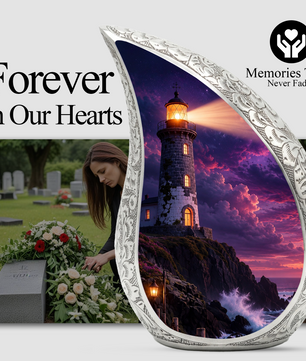 Lighthouse Storm Urn for Human Ashes | Adult Cremation Urn for Men & Women