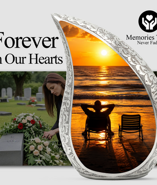 Beach Sunset Urn for Human Ashes | Ocean Sunset Cremation Urn & Beach Themed Memorial Urn