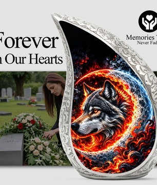 Wolf Cremation Urn for Ashes, Wolf Memorial Urn, Howling Wolf Adult Urn, Wildlife Cremation Urn