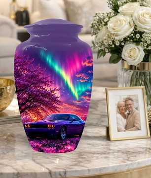 Muscle Car Urn for Human Ashes, Aurora Borealis Cremation Keepsake Urnsfor Dad