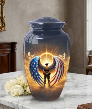 Military Veteran Cremation Urn for Dad, US Army Large Urn for Human Ashes