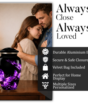 Purple Butterfly Cremation Urn for Ashes | Personalized Adult Memorial Urn | Handmade Butterfly Urn for Human Ashes