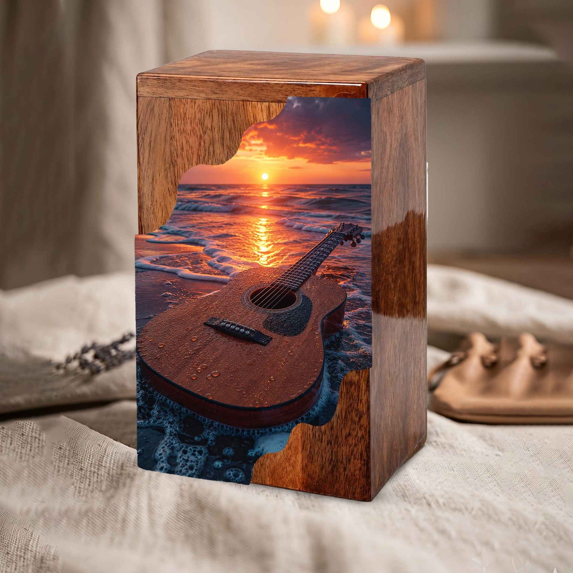 Guitar Cremation Urns for Human Ashes | Adult Urns for Ashes | Wooden Cremation Urn