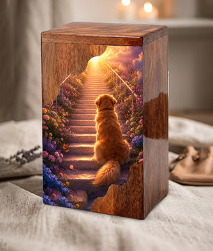 Dog Wooden Cremation Urn – Pet Memorial Urn for Dog Ashes