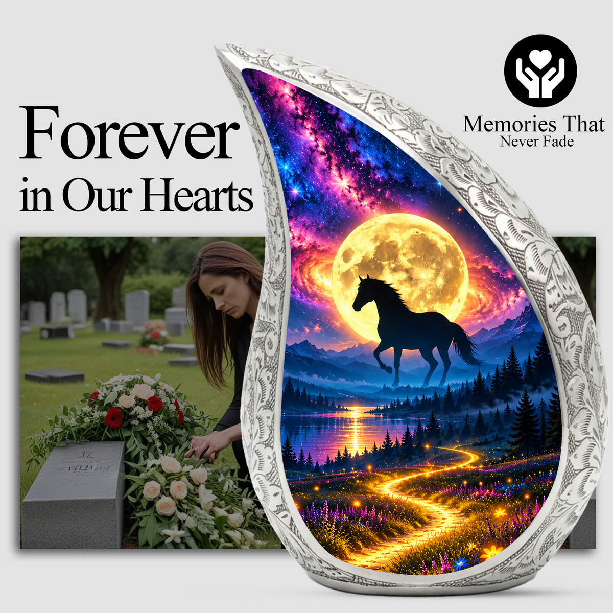 Horse Urn for Ashes, keepsake Aluminum Horse Cremation Urn
